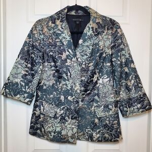 Lafayette 148 Multicolored Blazer Black Green Metallic Bronze Size 4